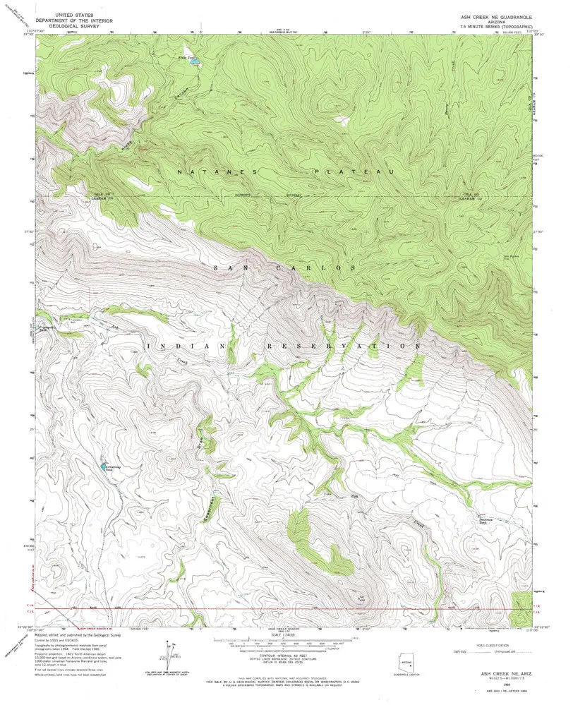 Ash Creek Ne, Arizona 7.5' [Map] United Stated Geological Survey 1