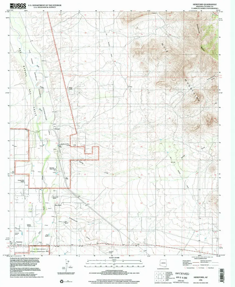 Hereford, Az 1996 [Map] United States Geological Survey 1