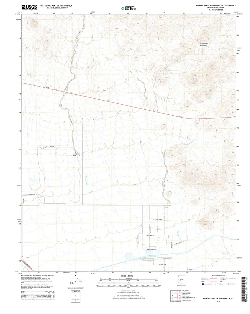 Hieroglyphic Mountains Southwest, Arizona 2014 (Us Topo 7.5'×7.5' Topographic Quadrangle) 1