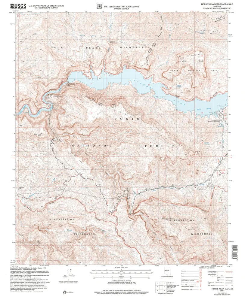 Horse Mesa Dam 7.5' Az 2004 [Map] United States Geological Survey 1