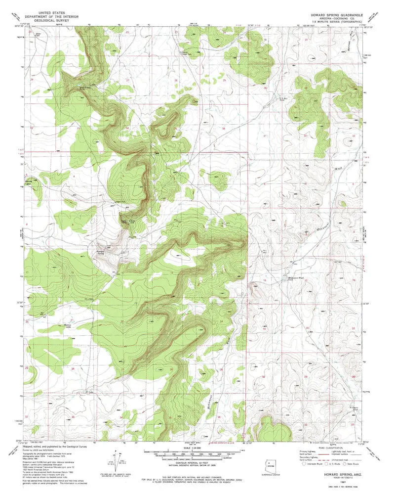 Howard Spring, Arizona 7.5' [Map] United Stated Geological Survey 1