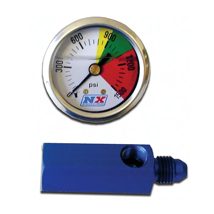 2010-2014 Camaro Nitrous Oxide - Nx N2o Flo-Thru Pressure Gauge And Billet D-4 Manifold 1