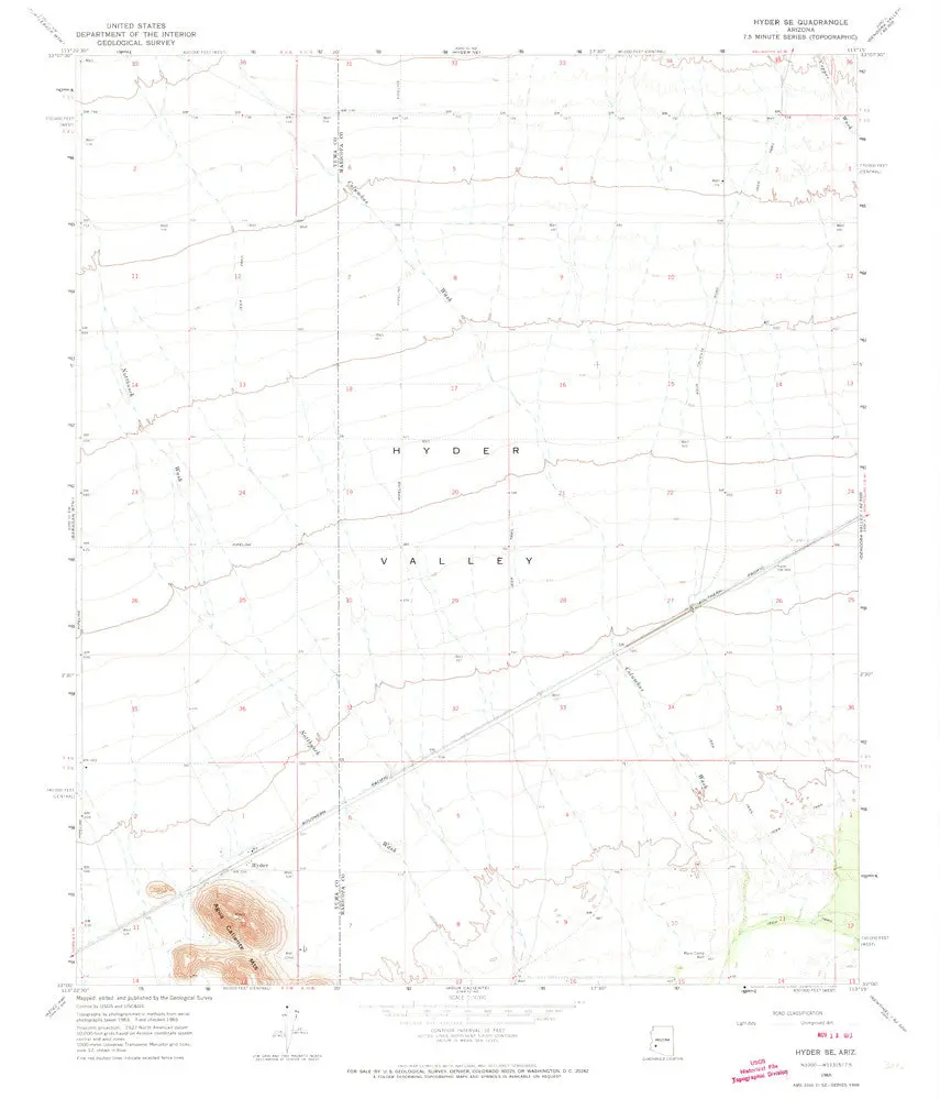 Hyder Se 7.5' Arizona 1965 Map United Stated Geological Survey 1