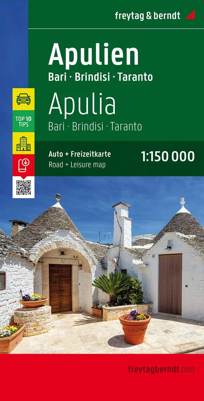 Puglia, Street And Leisure Map 1:150,000 (English, German And Italian Edition) [Map] Freytag & Berndt 1