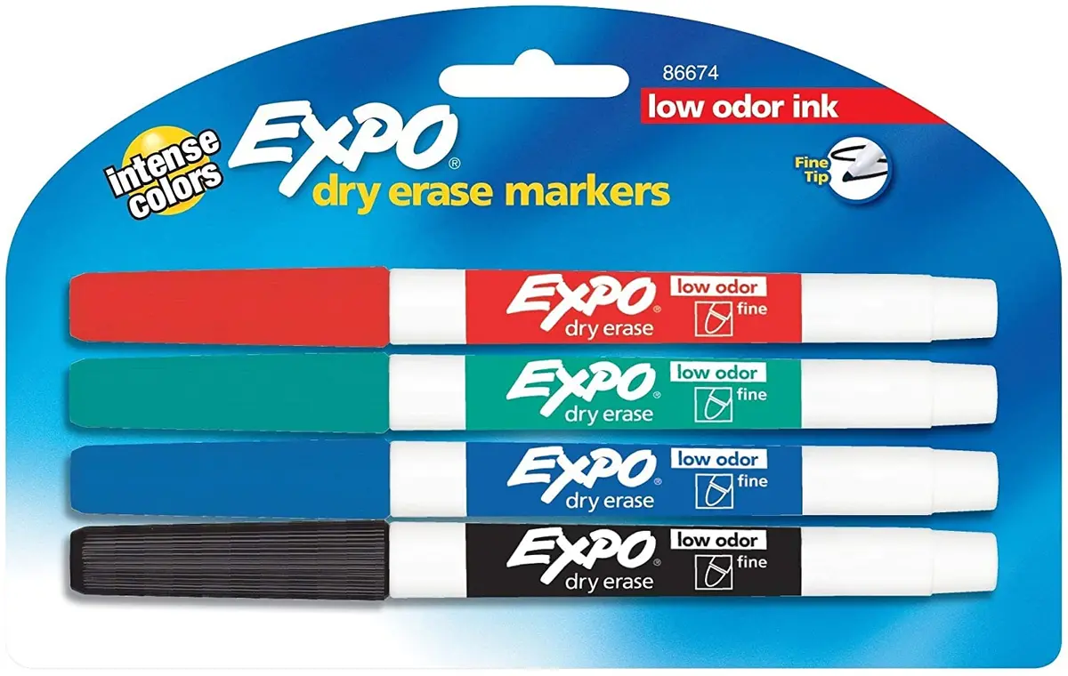 Expo 86674K Dry-Erase Markers, Fine Point, Nontoxic, 4/Pack, Assorted 1