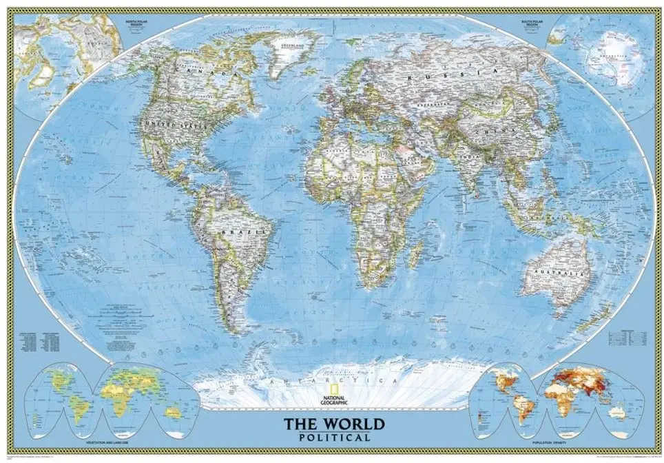 World Classic Political Full-Size Wall Map (Matte Laminated) 1