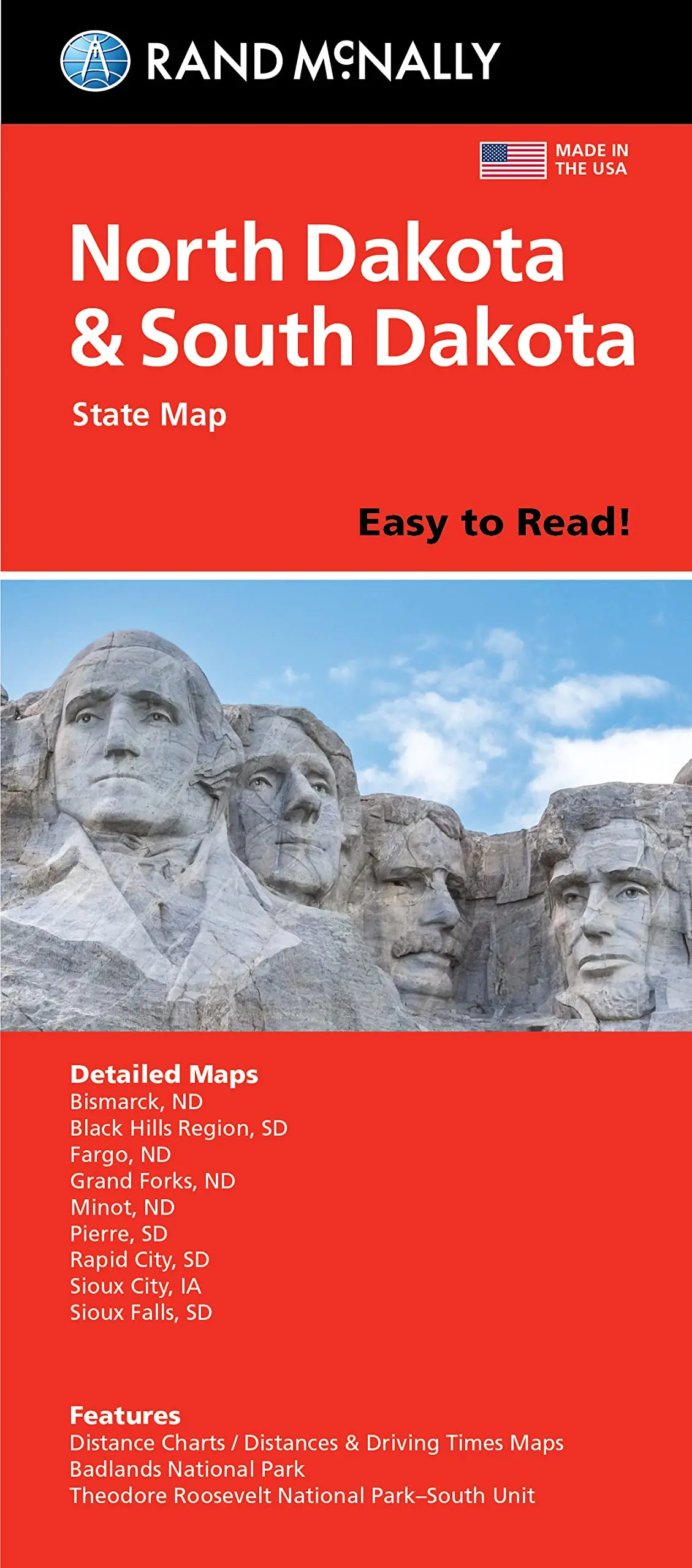 Easy To Read! North Dakota & South Dakota State Map 1