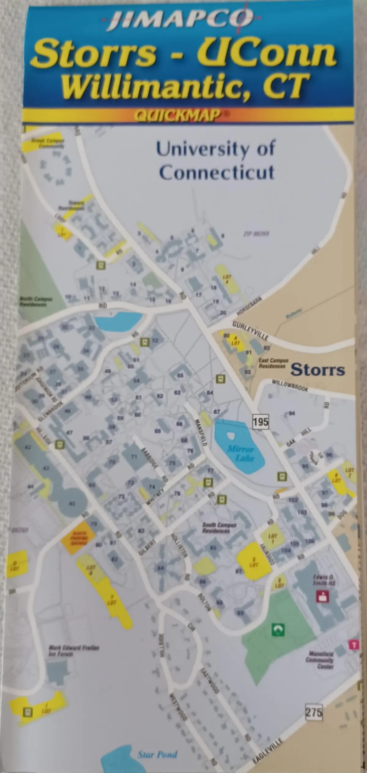 Jimapco Uconn Willimantic, Ct Full Color Laminated Letter Size Recreation Map [Map] 1