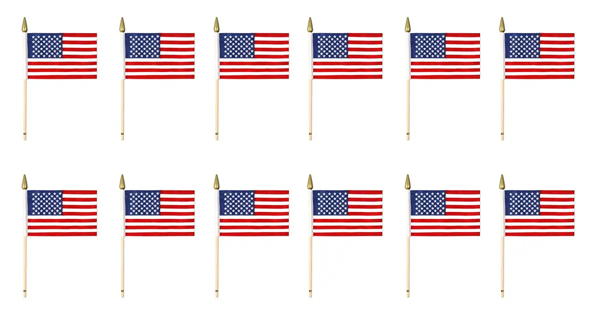 Beistle 12-Pack American Rayon Flag, 4-Inch By 6-Inch 1
