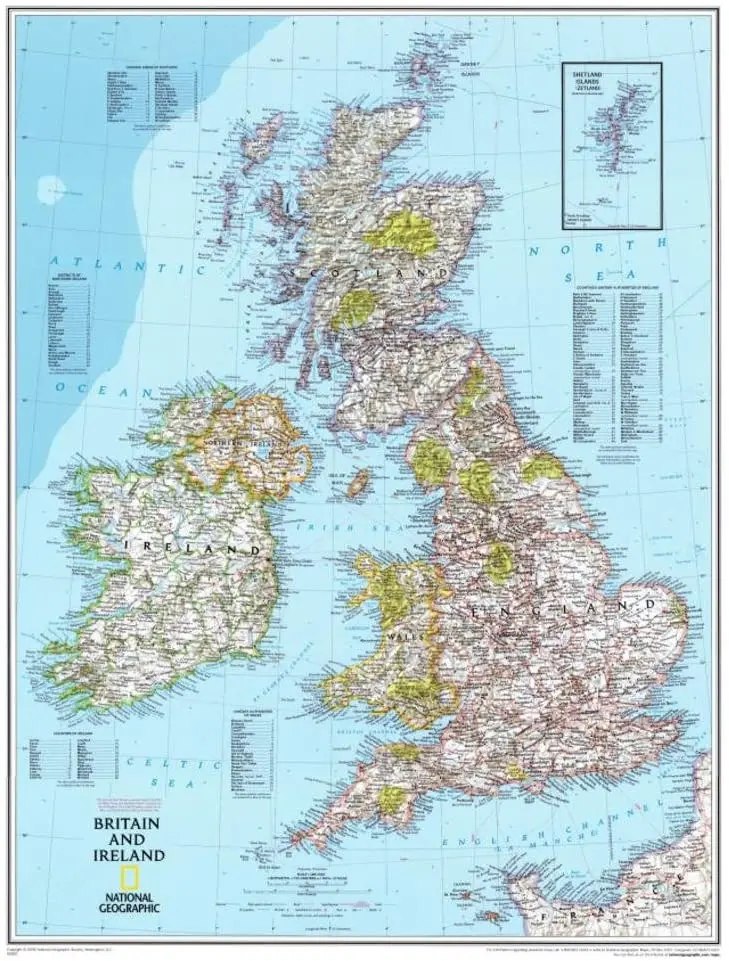 Map Of Britain And Ireland Poster 23 X 30In 1