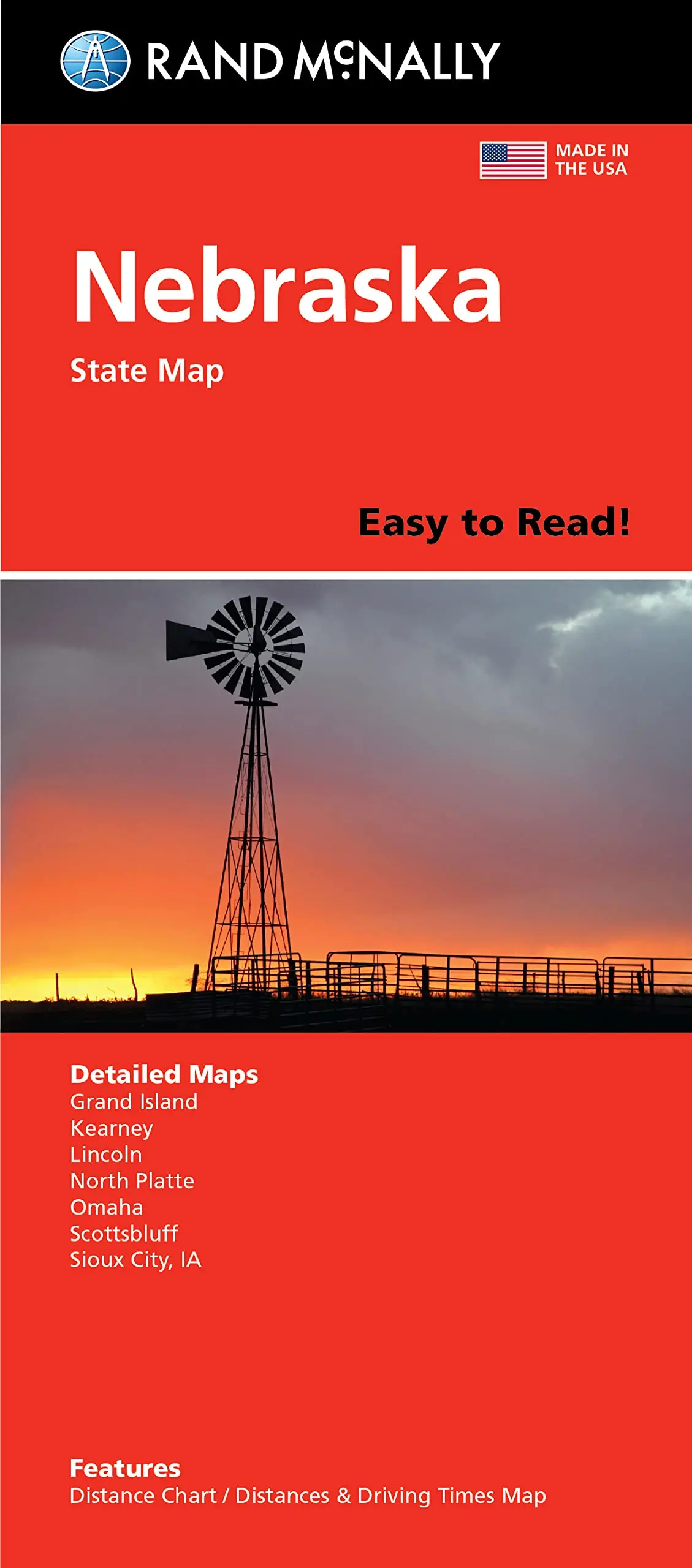 Rand Mcnally Easy To Read Folded Map: Nebraska State Map [Map] Rand Mcnally 1