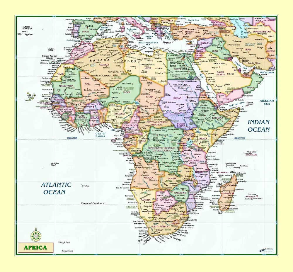 Africa Political Full-Size Wall Map 1