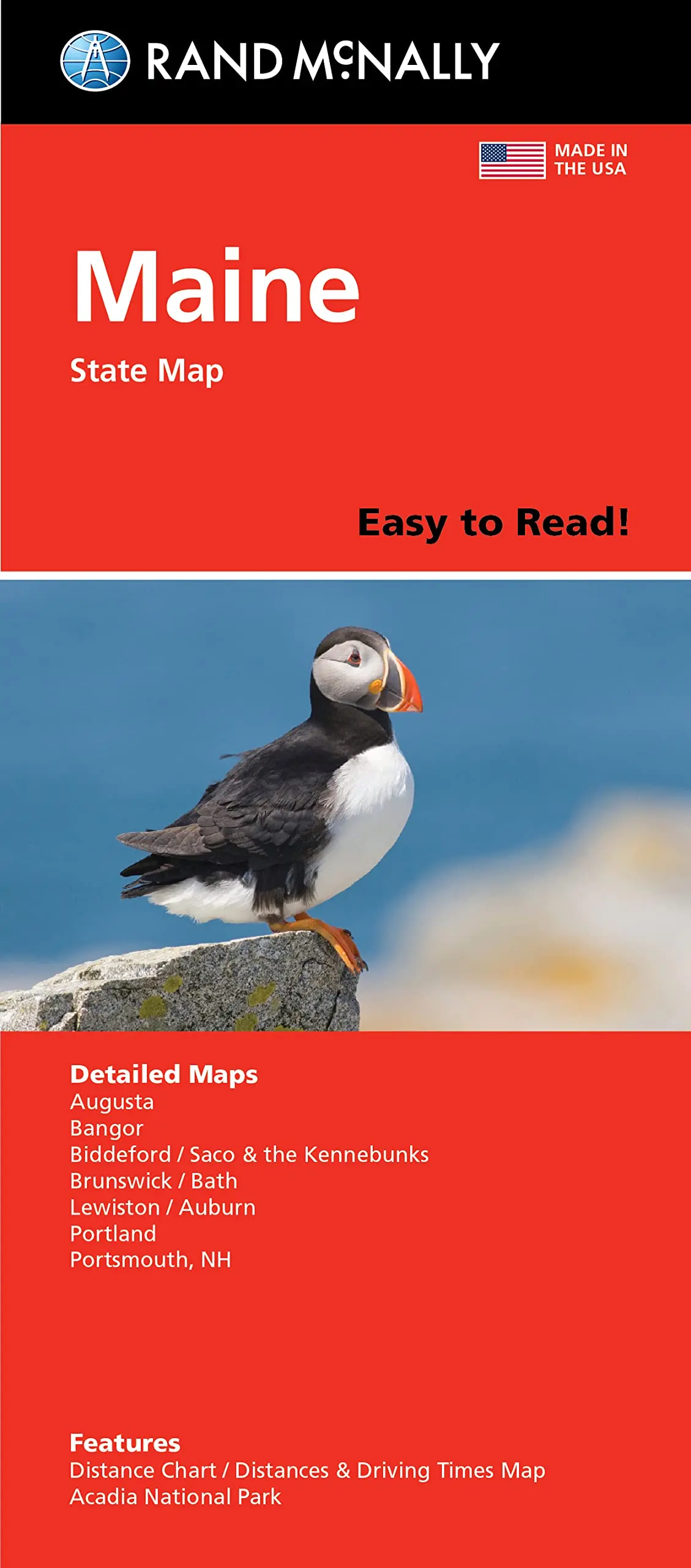 Easy To Read! Maine State Map 1