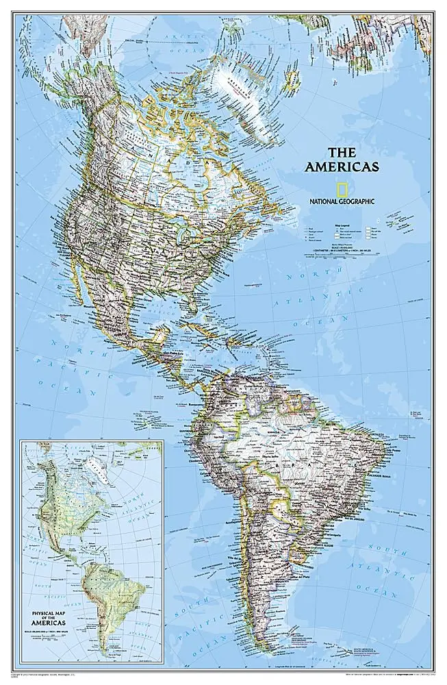 The Americas Classic Political Wall Map - (23.75 × 36.5 Inch Paper/Non-Laminated Reference Map) 1