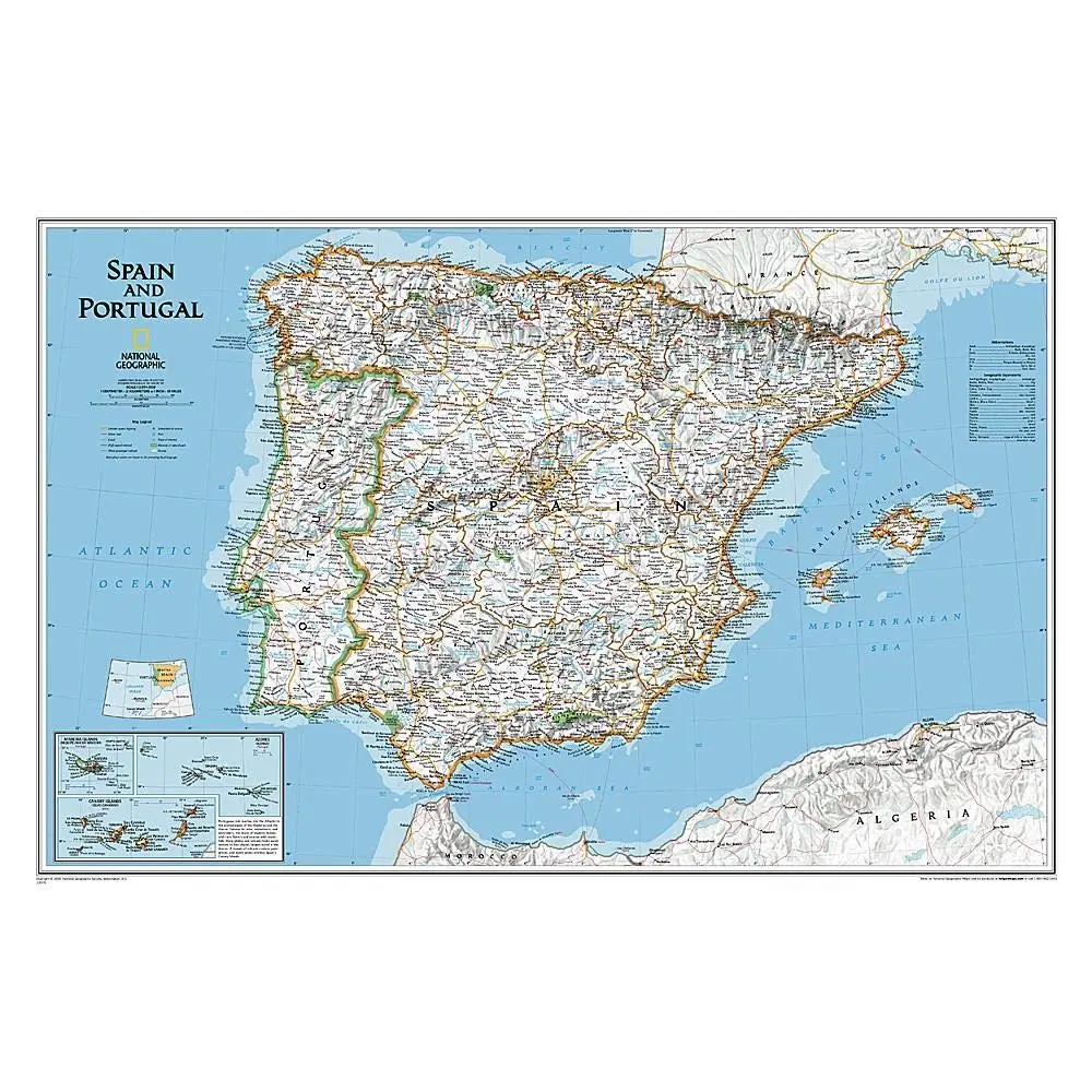 Spain And Portugal Classic Political Wall Map - Ready-To-Hang (33 × 22 Inches Reference Map) 1