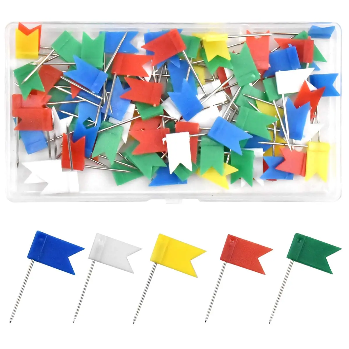 Colored Flag Travel Map Push Pins, 400 Pack Multicolored Decorative Map Tacks Assorted 8 Colors, Plastic Head For Cork Bulletin Board, Picture Hanging At Home Office School 1