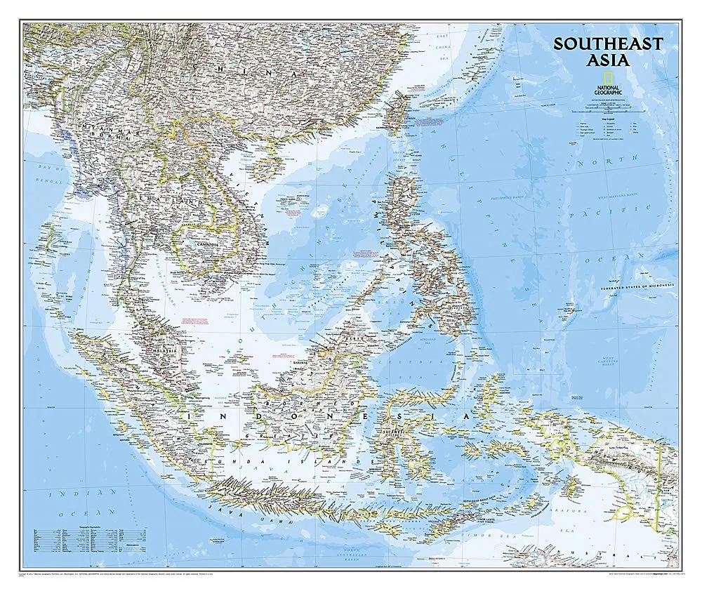 National Geographic Southeast Asia Wall Map - Classic (38 X 32 In) (National Geographic Reference Map) [Map] National Geographic Maps 1