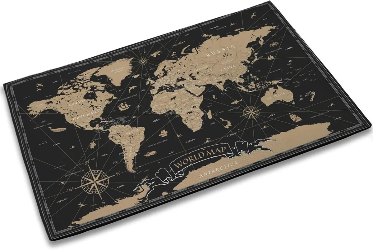 Door Mat 30×17 Inch, Vintage World Map Welcome Mats Home Decor Farmhouse Doormats, Decorations For Front Door, Indoor, Outdoor 1