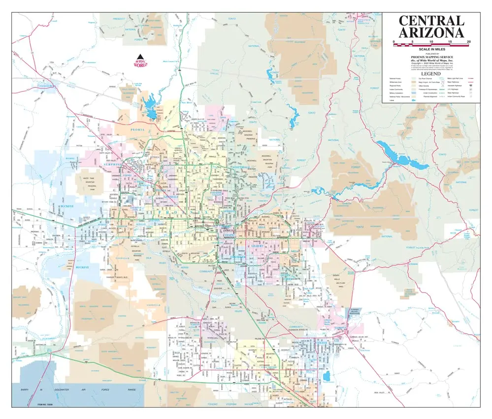 Central Arizona Full-Size Dry-Erase Laminated [Map] Douglas B Minnis 1