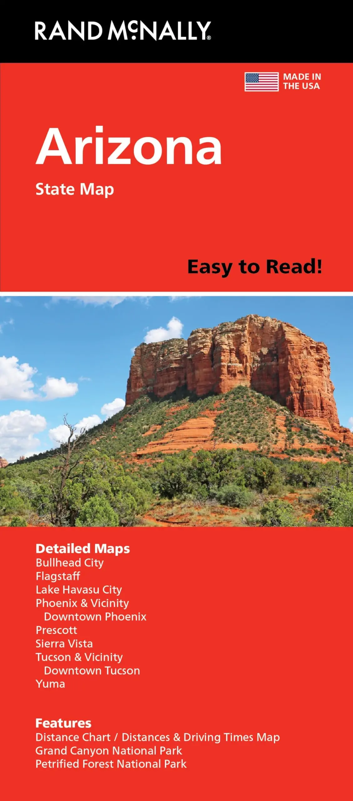 Easy To Read! Folded Map: Arizona State Map 1
