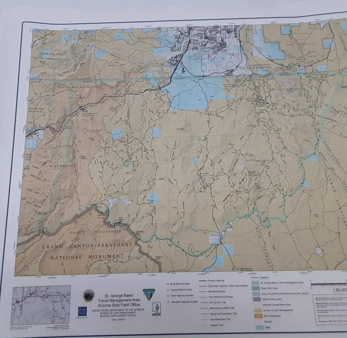 St George Basin Utah And Arizona Strip Region Offroad Travel Map Chart [Wall Chart] Staff 1