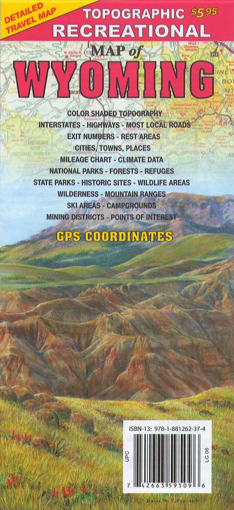 Topographic Recreational Map Of Wyoming (Detailed Travel Map) 1