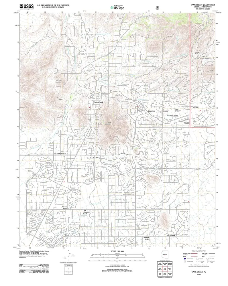 Cave Creek, Arizona 2011 (Us Topo 7.5'×7.5' Topographic Quadrangle) [Map] United States Geological Survey 1