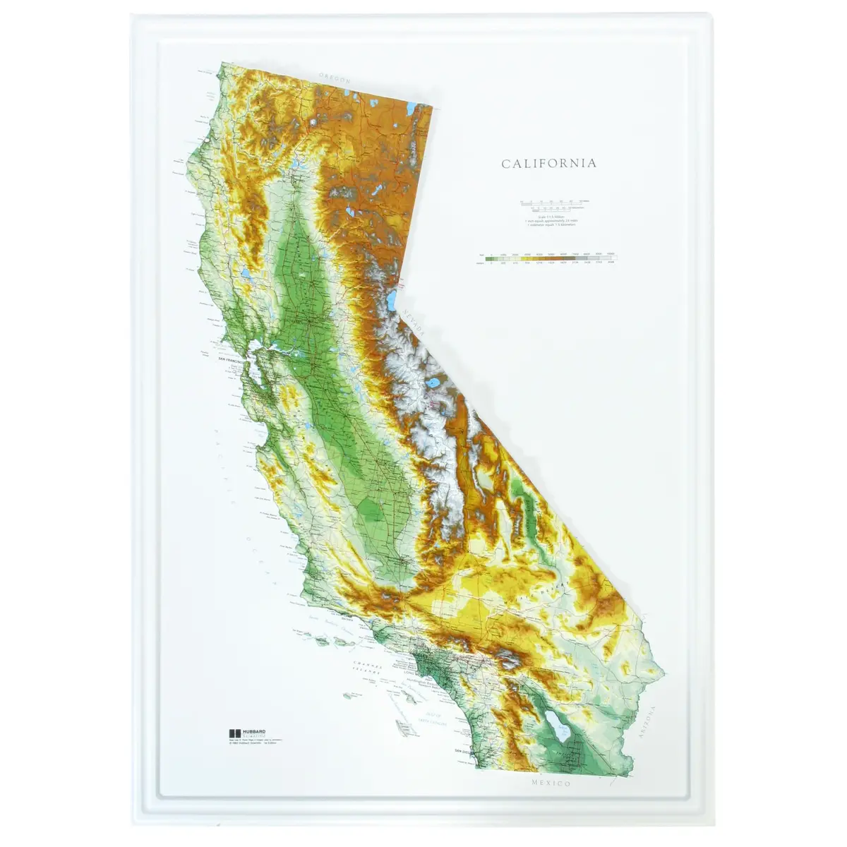 Hubbard Scientific 3D California Map | A True Raised Relief Map - You Can Feel The Terrain | Vacuum-Formed Molded | 25" X 35" | Detailed Topography 1