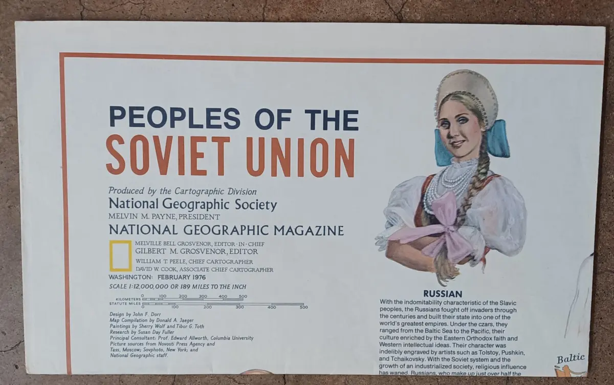 Peoples Of The Soviet Union (The National Geographic Magazine, February 1976) [Map] Grosvenor 1