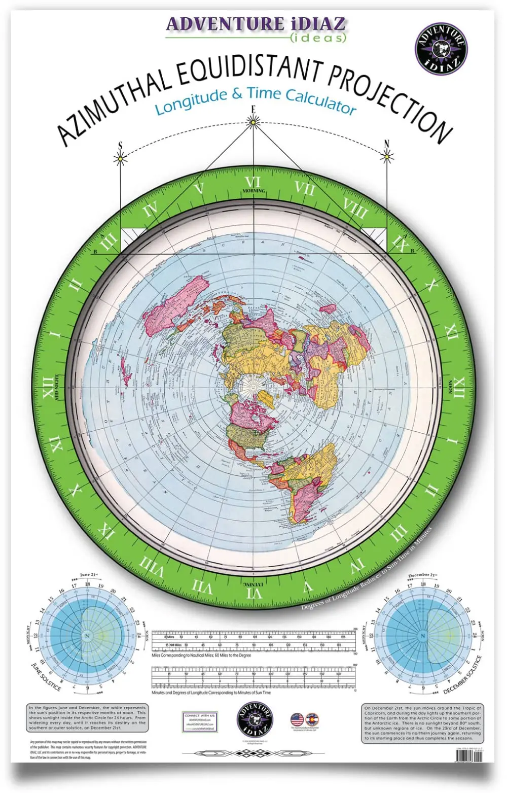 Gleason's New Standard Map Of The World - No Dial Arms Nor Instructions Ready-To-Hang (Flat Earth Map) [Map] Kevin J. Diaz 1