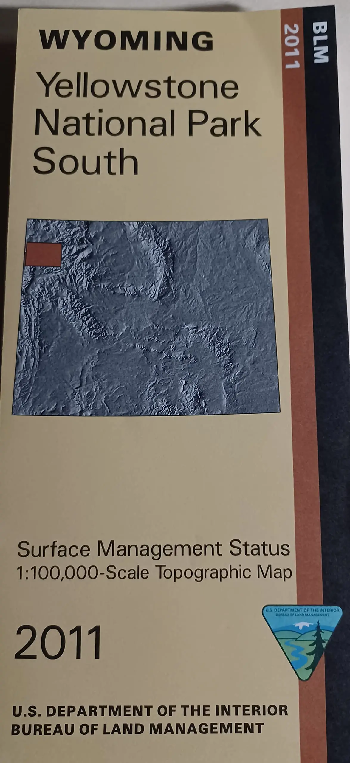Yellowstone National Park South Surface Management Status Topographic 1:100,000 Scale Folded Map [Map] Blm 1