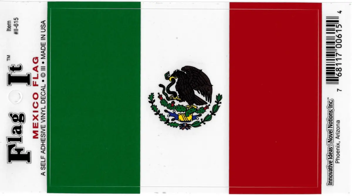 Mexico Flag Decal For Auto, Truck, Or Boat 1