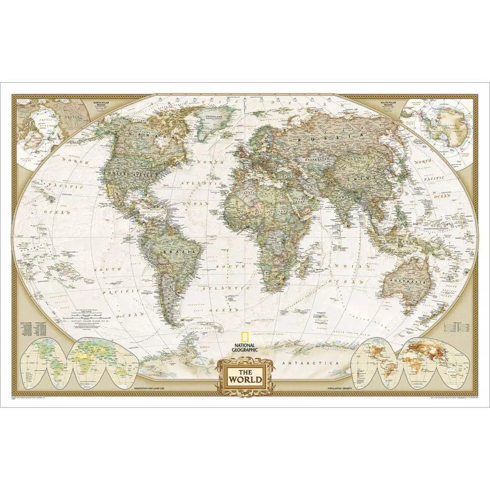 World Atlantic-Centered Executive Political Standard Wall Map Ready-To-Hang 1