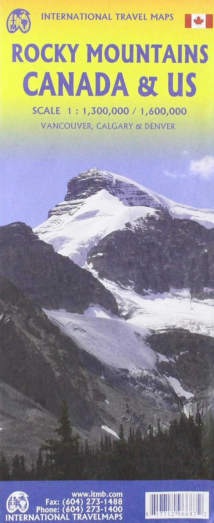 Rocky Mountains Of Canada & Us Travel Reference Map 1:1.3M/1.6M 1