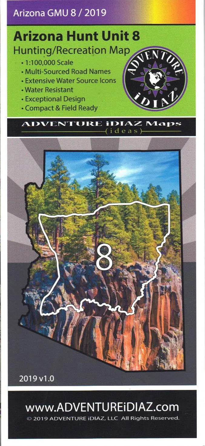 Arizona Hunt Unit 08 Hunting/Recreation Map 1