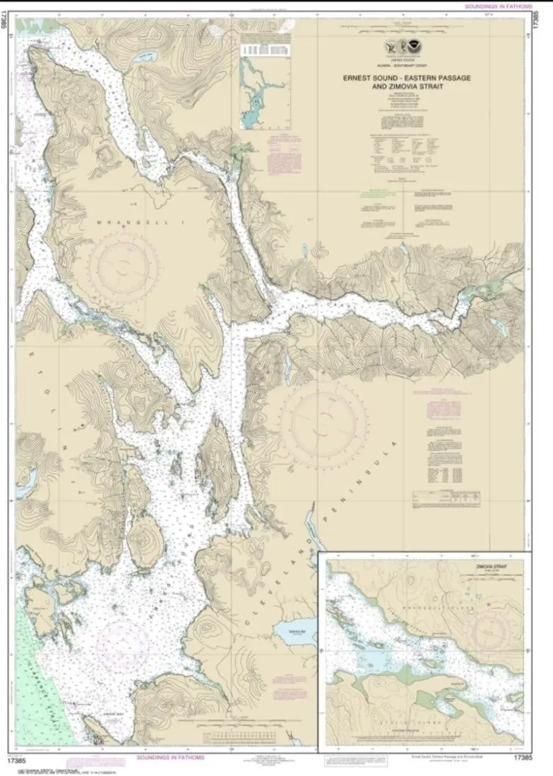 Noaa Chart 17385-Ernest Sound-Eastern Passage And Zimovia Strait; Zimovia Strait - Water-Resistant - By East View Geospatial 1