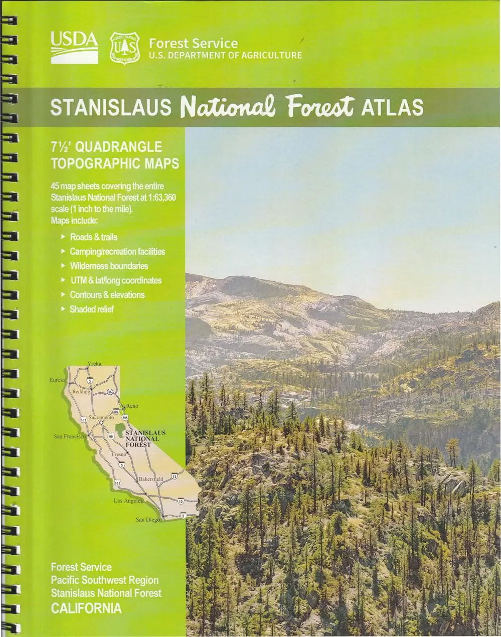 Stanislaus National Forest Atlas (7½' Quadrangle Topographic Maps) [Spiral-Bound] National Forest Service 1