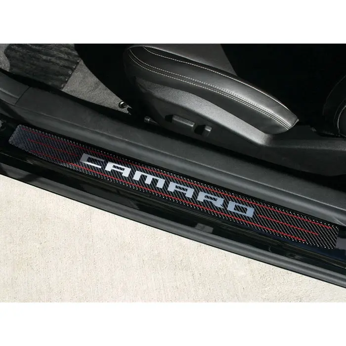 Camaro Door Sill Plates - Camaro Script : Carbon Fiber 1