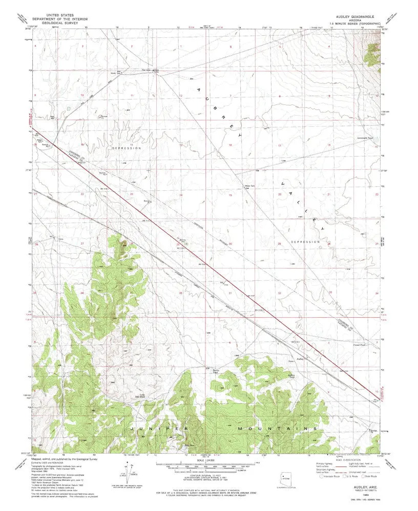 Audley, Arizona 7.5' [Map] United Stated Geological Survey 1