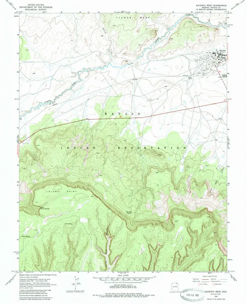 Kayenta West 7.5' Arizona 1968 Map United Stated Geological Survey 1