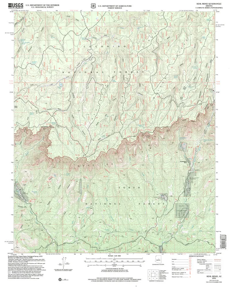 Kehl Ridge, Az 7.5' [Map] U.S. Geological Survey 1