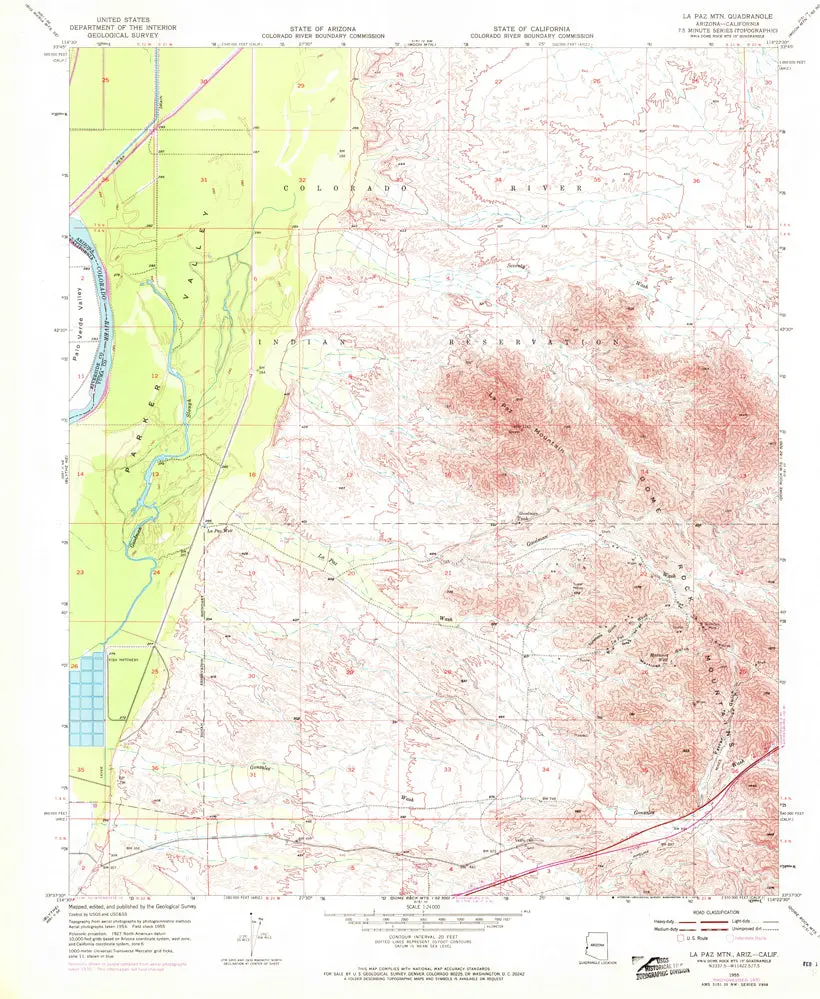 La Paz Mountain, Arizona-California [Map] United Stated Geological Survey 1