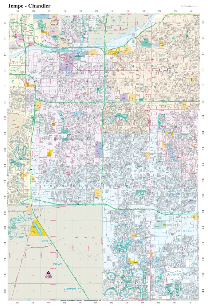 Tempe - Chandler Corridor Full-Size Dry Erase Laminated [Map] Phoenix Mapping Service And Doug Minnis 1