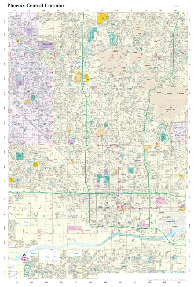 Phoenix Central Corridor Dry Erase Laminated [Map] Phoenix Mapping Service And Doug Minnis 1