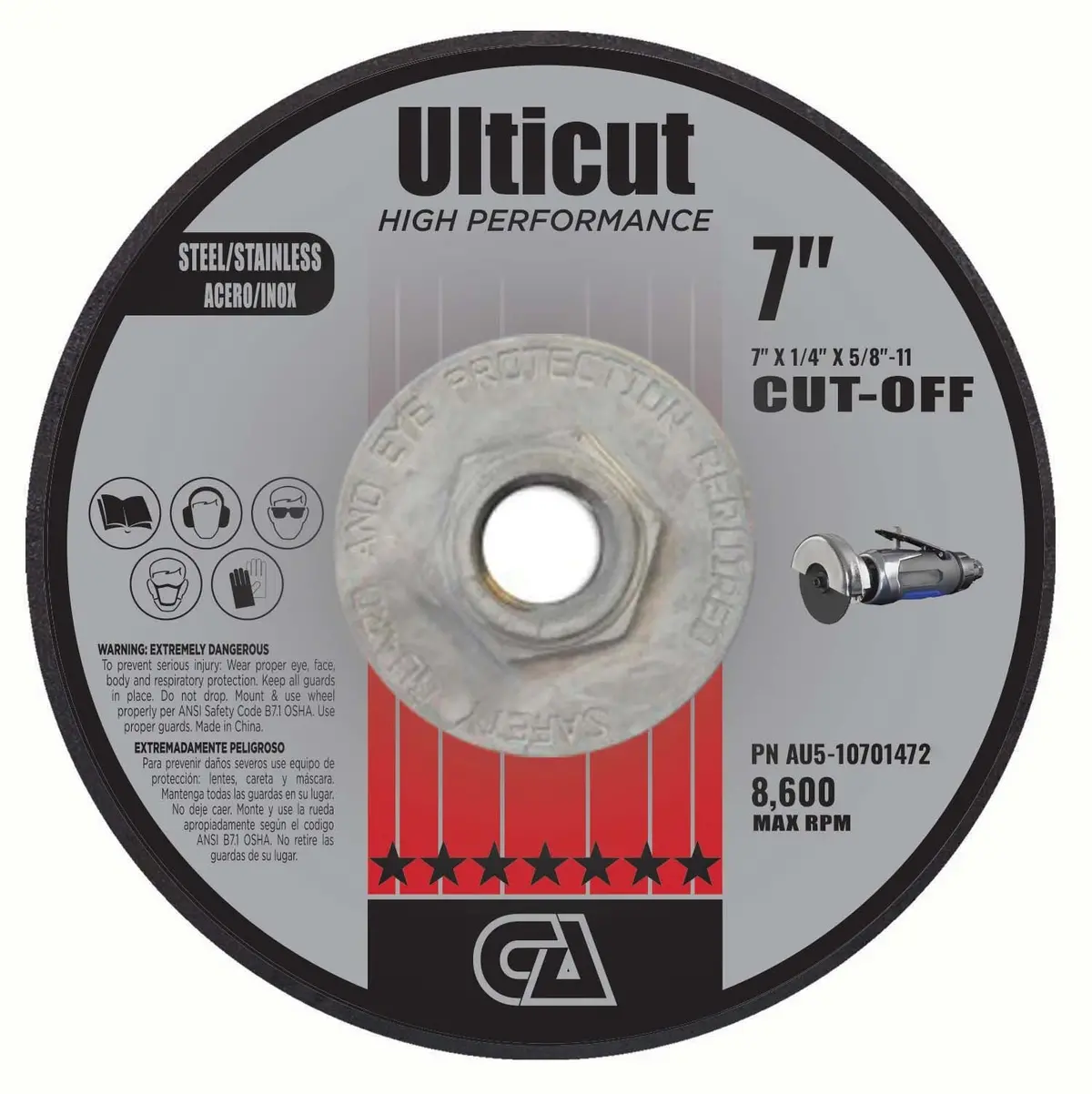 7" X 1/4" X 5/8"-11 T27 Depressed Center Grinding Wheel For Metal Cutting 1