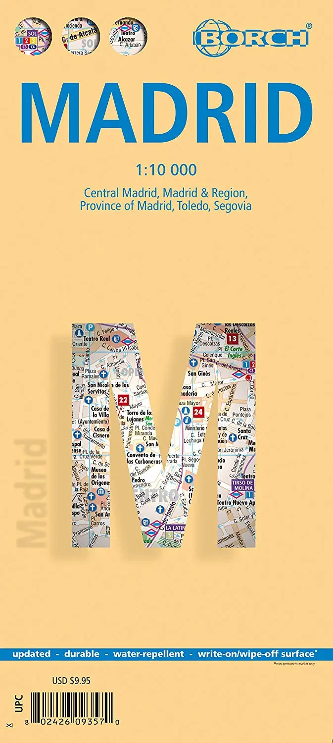 Madrid, Spain - Laminated Borch Map [Office Product] 1