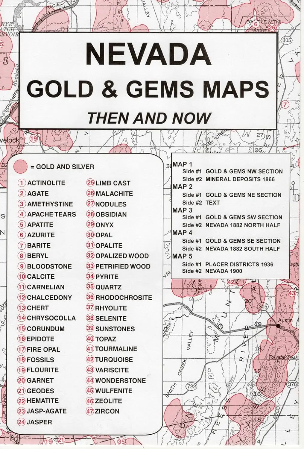 Nevada, Gold And Gems, 5-Map Set, Then And Now 1