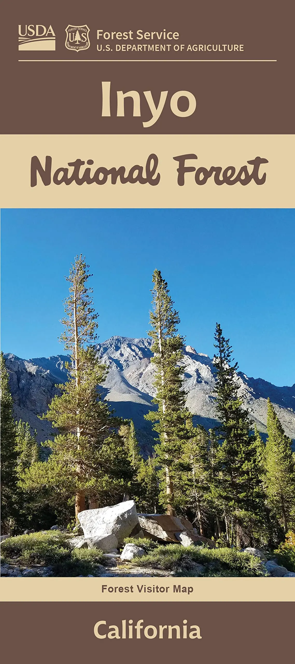 Inyo National Forest Forest Visitor Map (California) - Topographic - Full Color - Matte Finish - 24 X 36 Inches 1