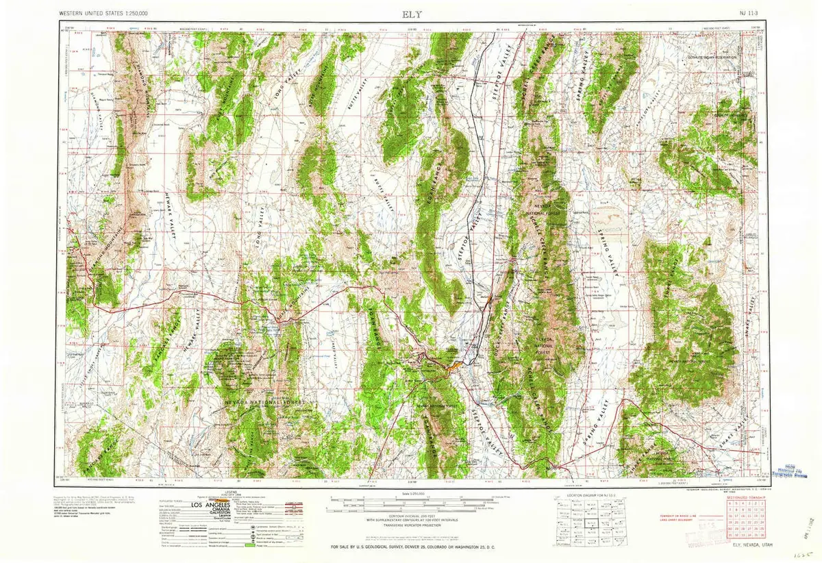Yellowmaps Ely Nv Topo Map, 1:250000 Scale, 1 X 2 Degree, Historical, 1959, Updated 1959, 22.1 X 32.2 In - Paper 1