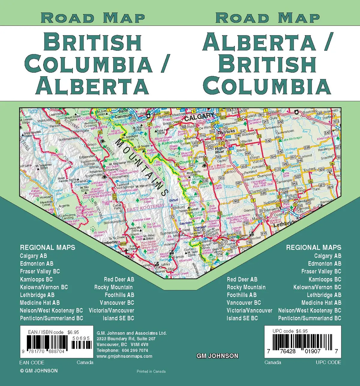 Alberta / British Columbia, Canada Road Map [Map] Lucidmap / Gm Johnson 1